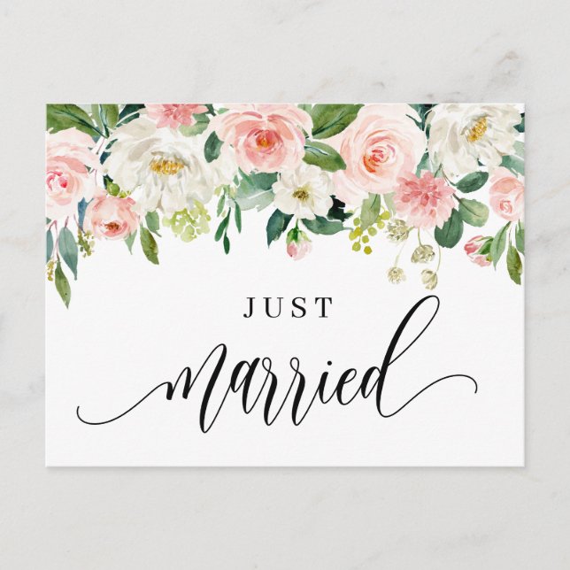 VattenfärgsSöt Vår blommor Ny gifta Meddelande Vykort (Framsida)
