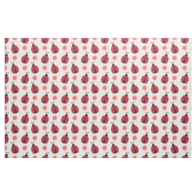 Vattenfärgssötad röd ladybugs polkadot tyg (Fat Quarter)