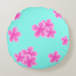 Vattenfärgssötad rosa aqua blue mönster rund kudde