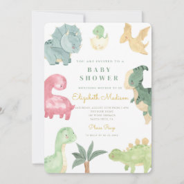 Vattenfärgssötare Dinosaurs babyskor Inbjudningar