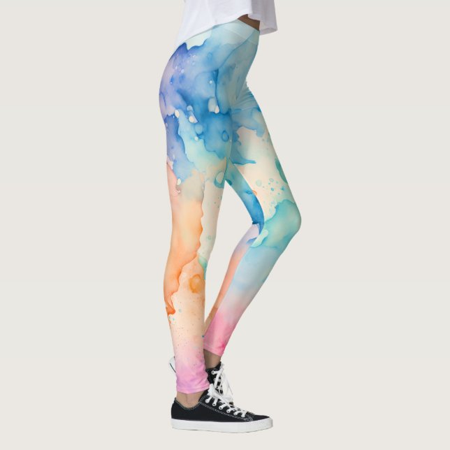 Vattenfärgssplash Designer Leggings (Höger)