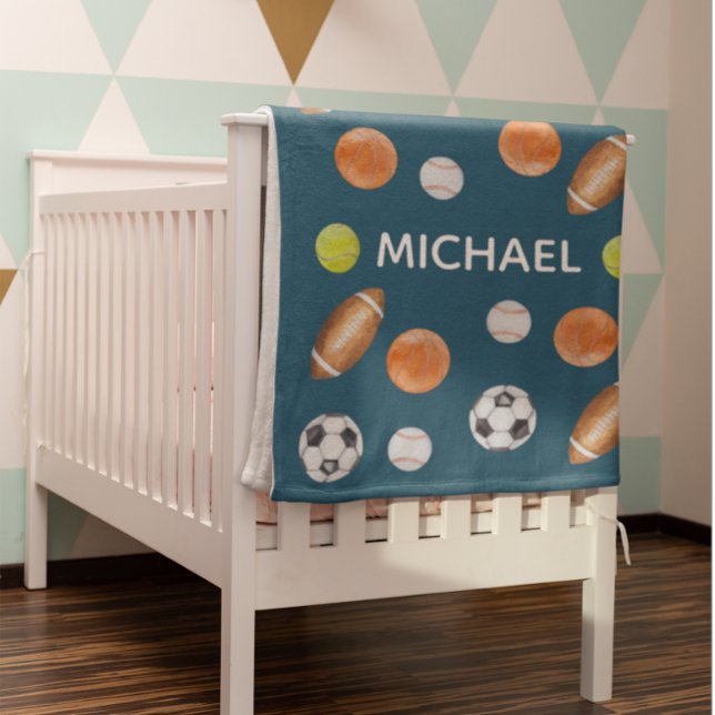 Vattenfärgssporter Boll Namn Monogram All Star Fleecefilt (Skapare uppladdad)