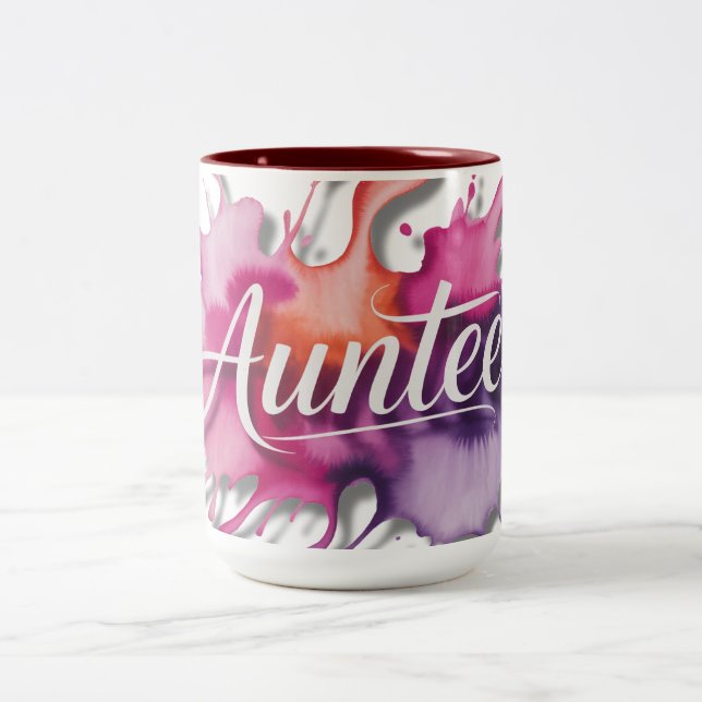 Vattenfärgssprut med Auntee-typografi  Två-Tonad Mugg (Center)