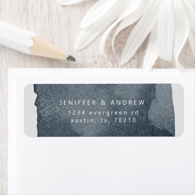 Vattenfärgsstålets blå tvätta returadressetikett returadress etikett (Insitu)