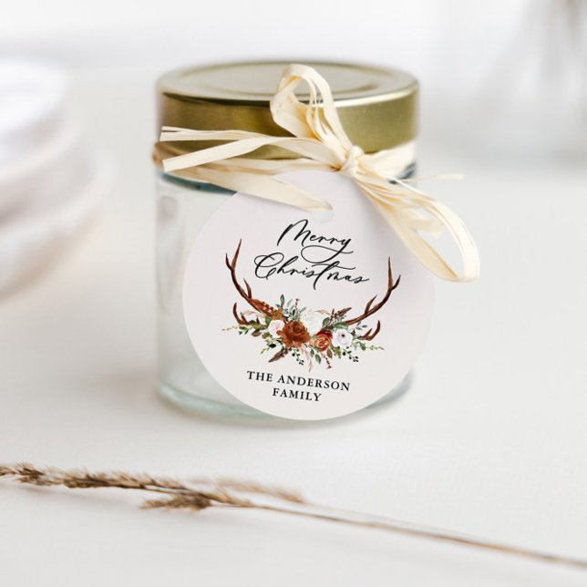 vattenfärgsstämpel blommigt god jul gåvor etiketter (Skapare uppladdad)