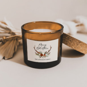 vattenfärgsstämpel blommigt god jul rektangulärt klistermärke