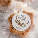 vattenfärgsstämpel blommigt god jul runt klistermärke<br><div class="desc">God jul-design,  rustic stag-blommigt-skript,  modern vacker fest är för sticvkrert. En del av en naturlig insamling av terracotta,  svart och sage grönt elegant.</div>