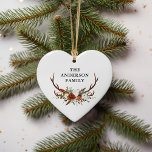 vattenfärgsstämpel blommigt terracotta modern eleg julgransprydnad keramik<br><div class="desc">Modern elegant traditionell blommigt med rustik grönt skriver modern vacker juldekoration,  prydnadsdel av en naturlig,  terracotta,  svart och sage-elegant.</div>