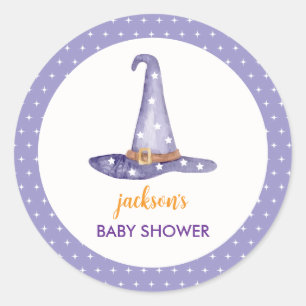 Vattenfärgsstjärnor Little Boo Witch Hat Baby Show Runt Klistermärke