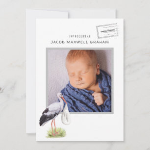 Vattenfärgsstork   Födelsemeddelande på Dubblan