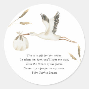 Vattenfärgsstork - Prayer Candle-etikett Runt Klistermärke