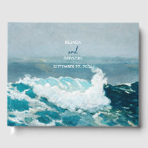 Vattenfärgsstrand Ocean Vågar Monogram Bröllop