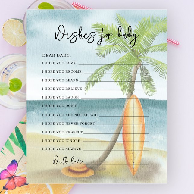 Vattenfärgsstrand surfa - önskemål för baby (Skapare uppladdad)