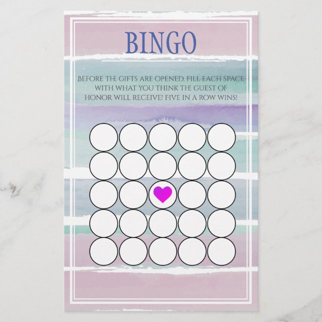 Vattenfärgsstripe Babyskugga Bingo (Framsida)