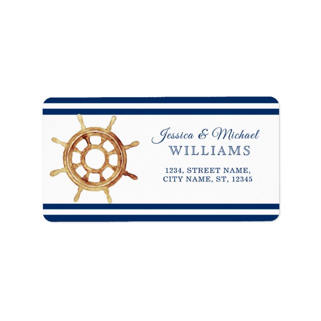 Vattenfärgsstyrhjul för marint Rand i sjöflottan Adressetikett (Framsidan)