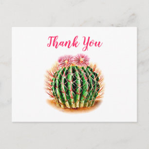 Vattenfärgssucculent Blommigt Cactus Tack Vykort