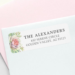 Vattenfärgssucculent Cactus Large Returadress Etikett