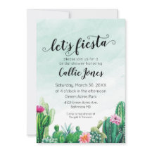 Vattenfärgssucculent Fiesta Bröllopsdusch-inbjudan