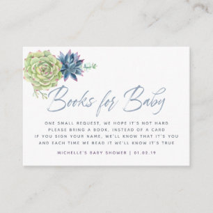 Vattenfärgssucculenter Baby Shower Bokförfrågan Tilläggskort
