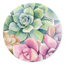 Vattenfärgssucculenter Bouquet Sommar