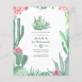 Vattenfärgssucculenter Brudtjejlunch Flygblad