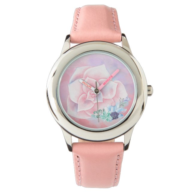 Vattenfärgssucculents Armbandsur (Framsida)