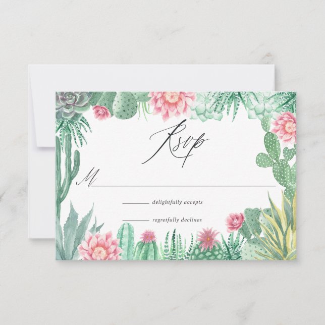 Vattenfärgssucculents Bröllop OSA Kort (Framsida)