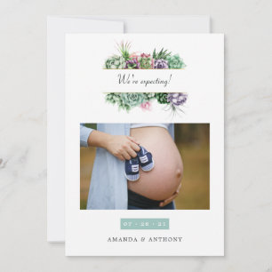Vattenfärgssucculents Fotomeddelande om Gravid Meddelande