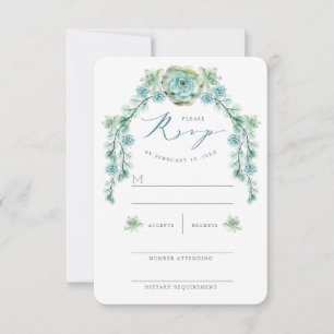 Vattenfärgssucculents Garden Wedding OSA kort