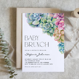 Vattenfärgssucculents Summer Baby Brunch Inbjudningar