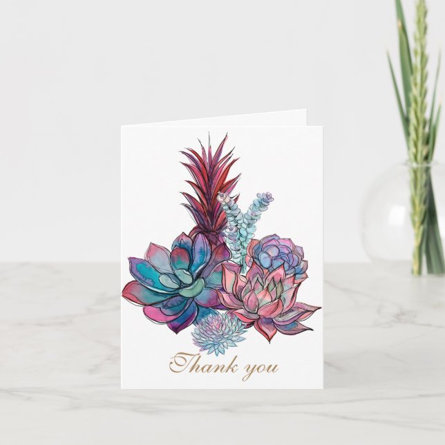 Vattenfärgssucculents, Tack (Framsida)