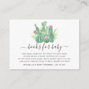 Vattenfärgssuccules Baby Shower Bok-begäran Tilläggskort