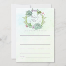 Vattenfärgssuccules Baby Shower Mamma Advice Rådkort