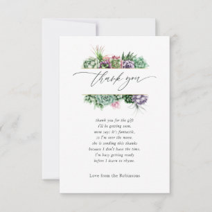 Vattenfärgssucculric Geometric Baby Shower Tack Kort