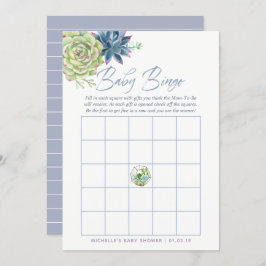 Vattenfärgssucculus Baby Shower Baby Bingo Inbjudningar