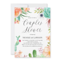 Vattenfärgssucculus och Flowers Par Shower