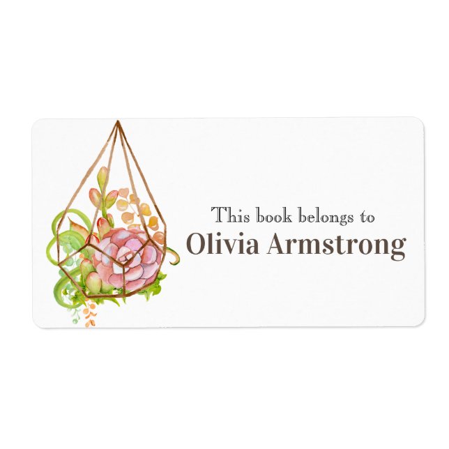 Vattenfärgssucculus Personlig Bok Tillhör till Fraktsedel (Framsidan)