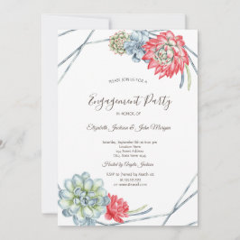 Vattenfärgssuckor av typen Desert Red Succulents Inbjudningar