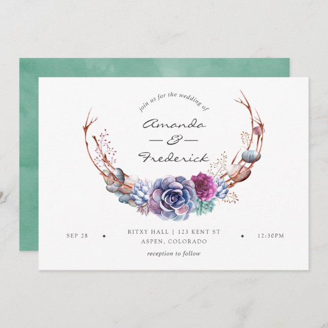 Vattenfärgssuckor Bröllop Inbjudningar (Fram/baksida)