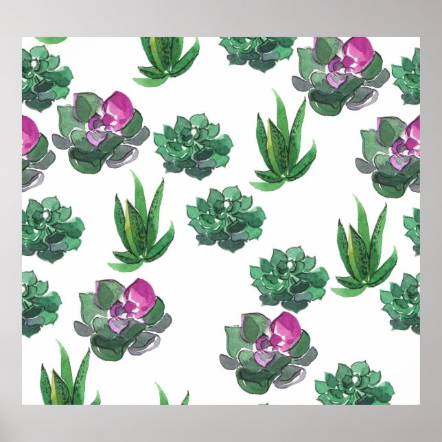 Vattenfärgssuckor Sömlös Mönster-design Poster (Framsidan)