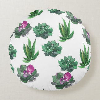 Vattenfärgssuckor Sömlös Mönster-design Rund Kudde