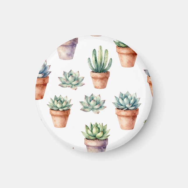 Vattenfärgssuckulenter Mönster Magnet (Framsidan)