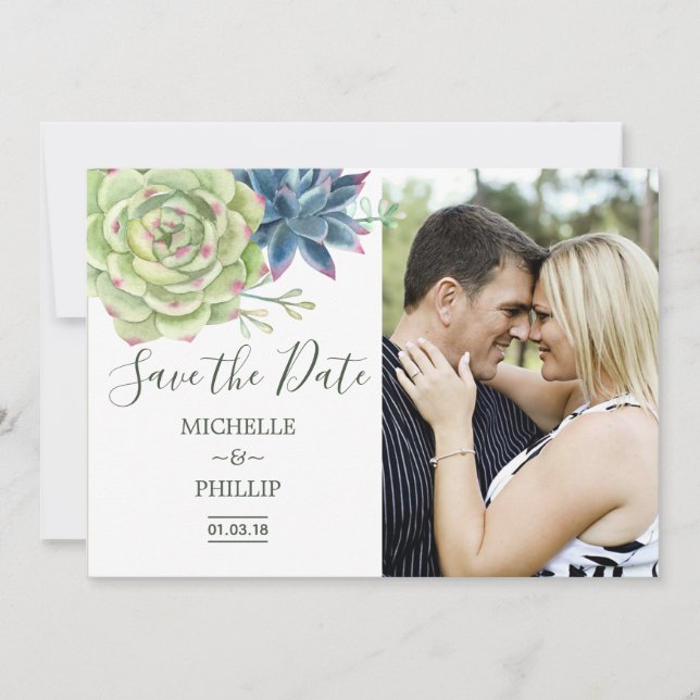 Vattenfärgssuckuskulära ökningar Spara datumet (Framsida)