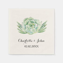 vattenfärgssukulär blommigt bröllop napkin pappersservett