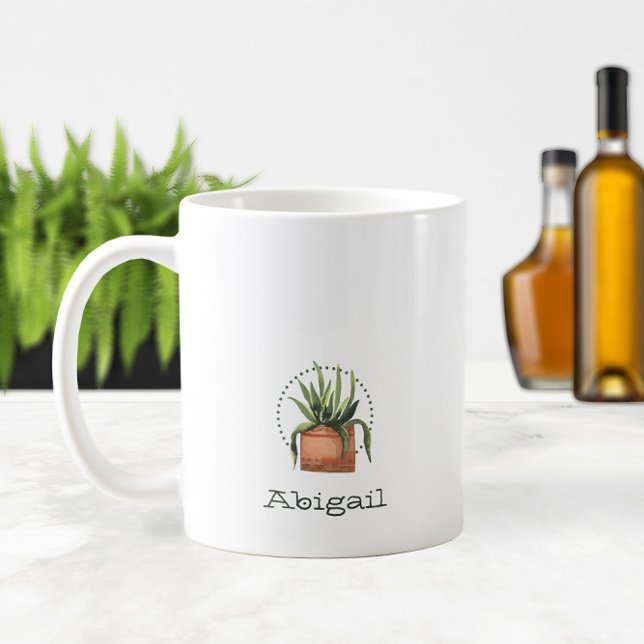 Vattenfärgssukulatanläggning + Namn eller 🌵✨ Kaffemugg (Watercolor Succulent Plant + Name or Monogram 🌵✨ Coffee Mug
)