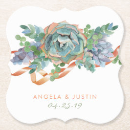 Vattenfärgssukulerat kluster Bröllop Underlägg Papper