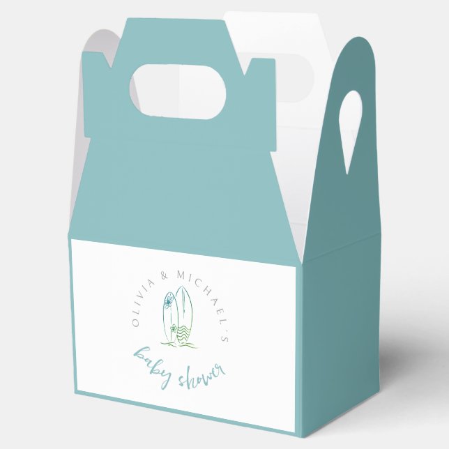 Vattenfärgssurfboard Baby ombord på Pojke Shower Presentaskar (Öppnad)