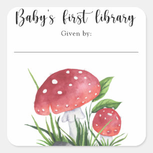 Vattenfärgssvamp - baby's första bibliotek fyrkantigt klistermärke