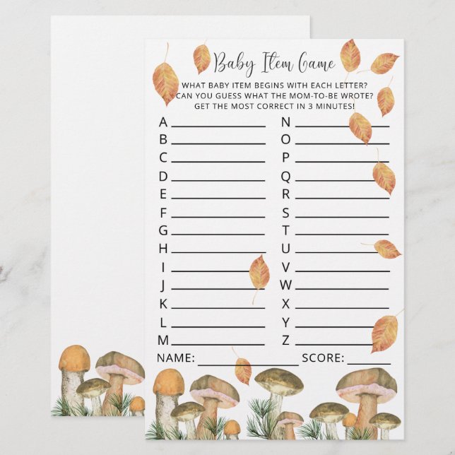 Vattenfärgssvampar - Baby shower-lek (Fram/baksida)