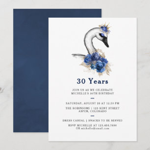 Vattenfärgssvan Floral Födelsedagsfest För Alla Ål Inbjudningar